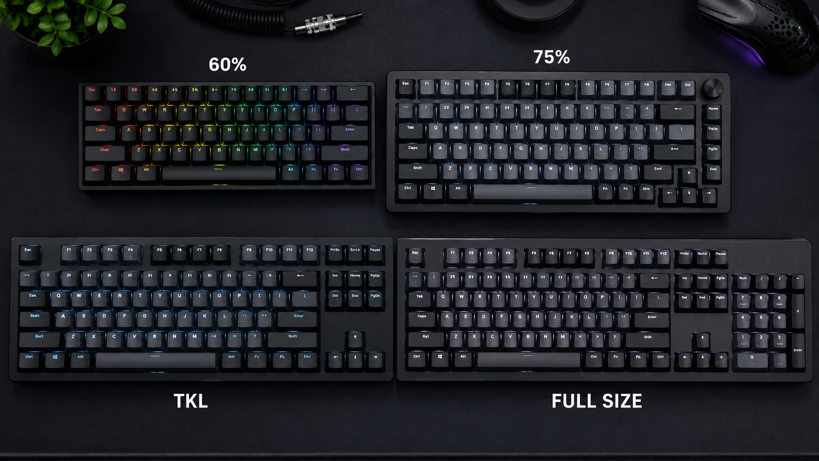 Qual a Diferença Entre Teclados 60%, 75%, TKL e Full Size?