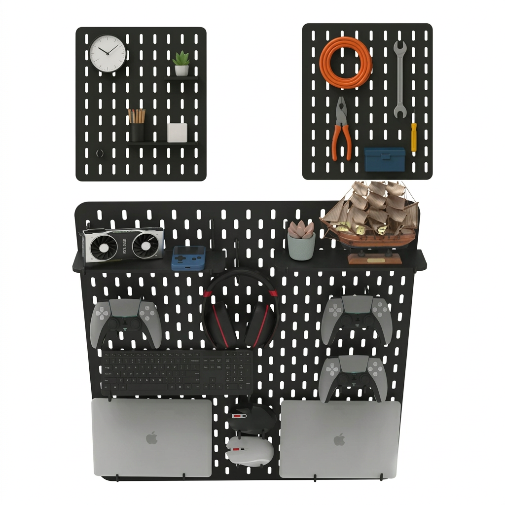 Pegboard M Premium MDF Preto Top Full — MDF • Modular • Home Office